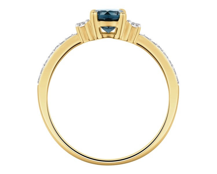 14 K Rhodium-Plated Yellow Gold Ring  - fineness 14 K