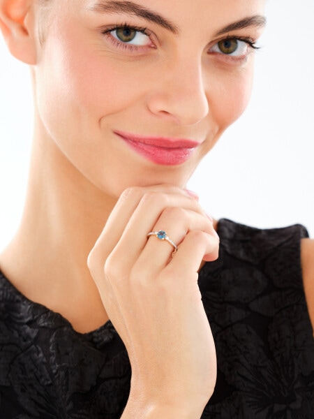 14 K Rhodium-Plated Yellow Gold Ring  - fineness 14 K