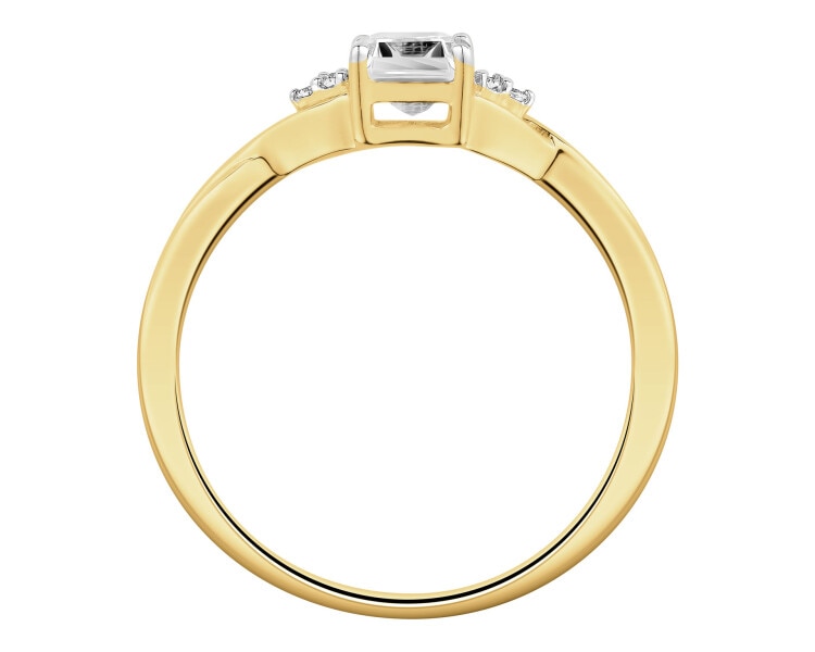 14 K Rhodium-Plated Yellow Gold Ring  - fineness 14 K