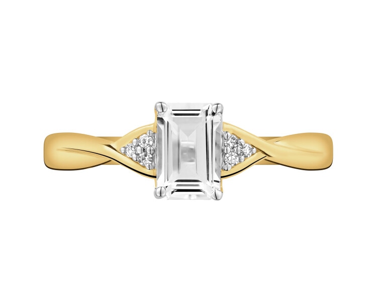 14 K Rhodium-Plated Yellow Gold Ring  - fineness 14 K