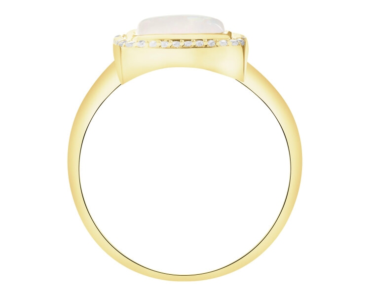 Złoty pierścionek z opalitem i cyrkoniami