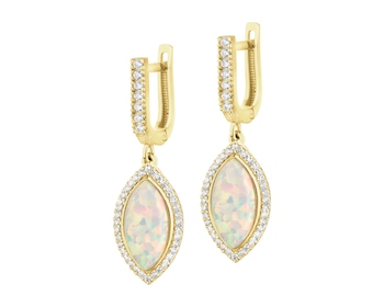 Złote kolczyki z opalitami i cyrkoniami