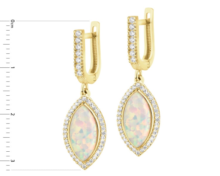 14 K Yellow Gold Dangling Earring with Opalite