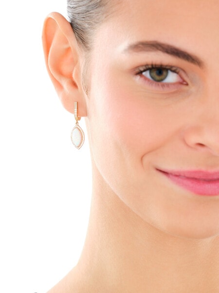 14 K Yellow Gold Dangling Earring with Opalite
