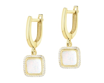 Złote kolczyki z opalitami i cyrkoniami