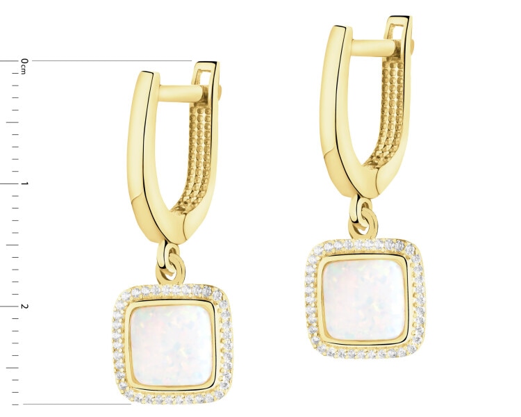 14 K Yellow Gold Dangling Earring with Opalite