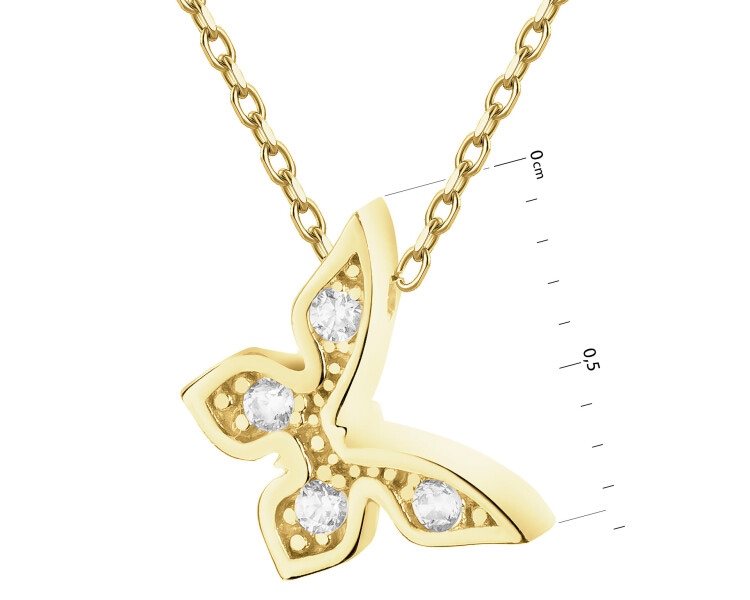 9 K Yellow Gold Necklace with Cubic Zirconia