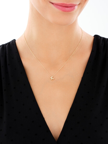 9 K Yellow Gold Necklace with Cubic Zirconia