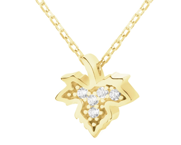 Złoty naszyjnik z cyrkoniami - liść klonu
