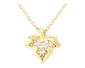 Złoty naszyjnik z cyrkoniami - liść klonu