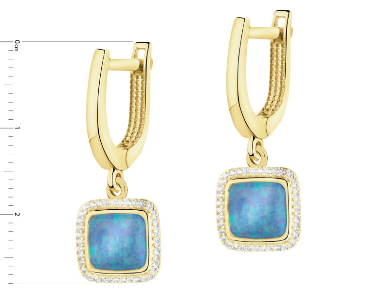 14 K Yellow Gold Dangling Earring with Opalite