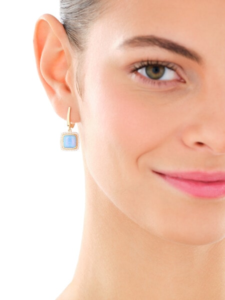 14 K Yellow Gold Dangling Earring with Opalite