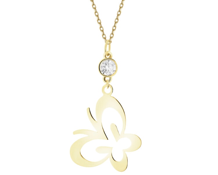 Złota zawieszka z cyrkonią - motyl