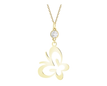 Złota zawieszka z cyrkonią - motyl