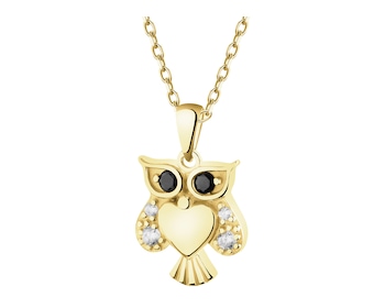 Złota zawieszka z cyrkoniami - sowa