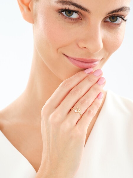 Zlatý prsten se zirkony - list