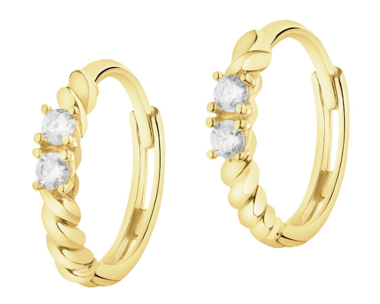 Zlaté náušnice se zirkony - kroužky