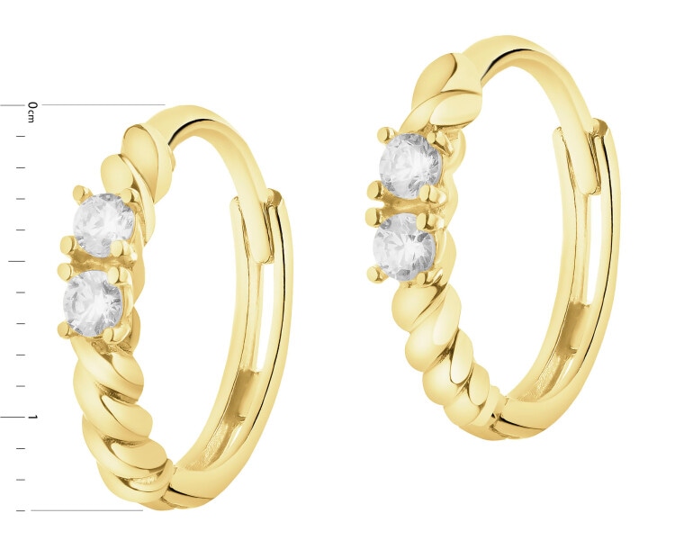 14 K Yellow Gold Hoop Earring with Cubic Zirconia