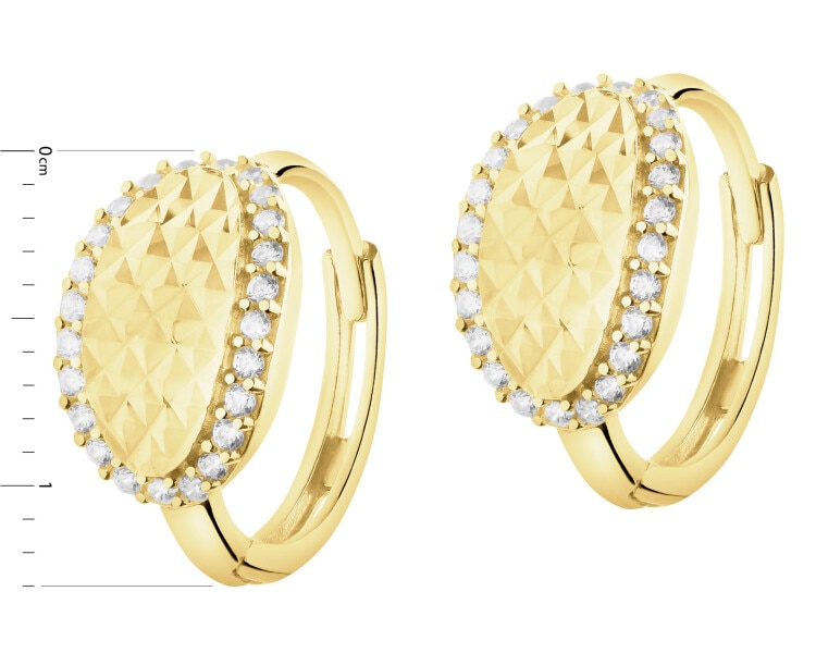 14 K Yellow Gold Hoop Earring with Cubic Zirconia