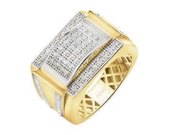 Złoty pierścionek z cyrkoniami - sygnet