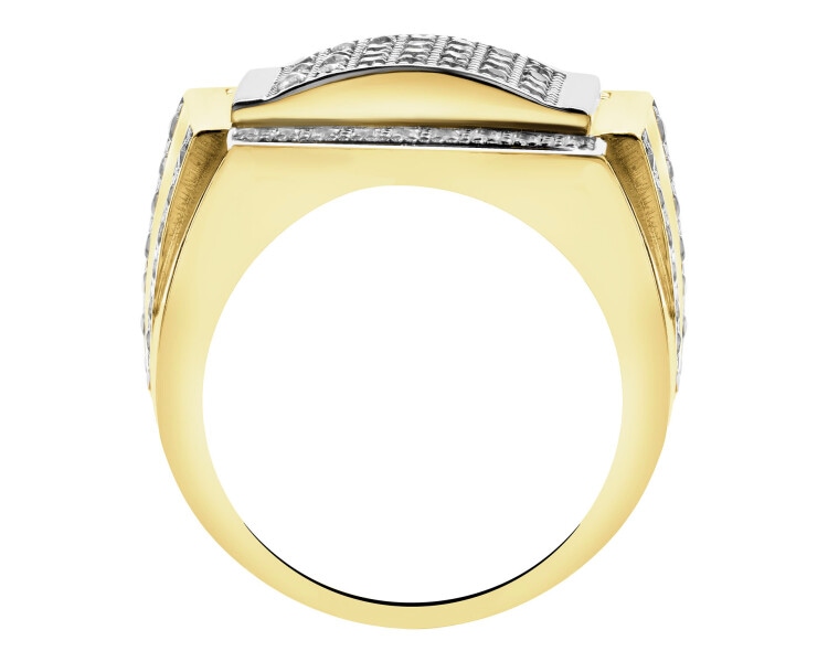 Złoty pierścionek z cyrkoniami - sygnet