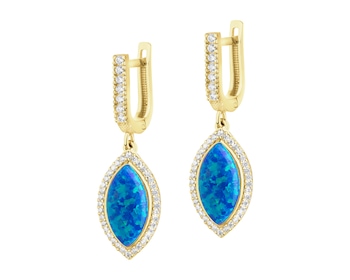 Złote kolczyki z opalitami i cyrkoniami