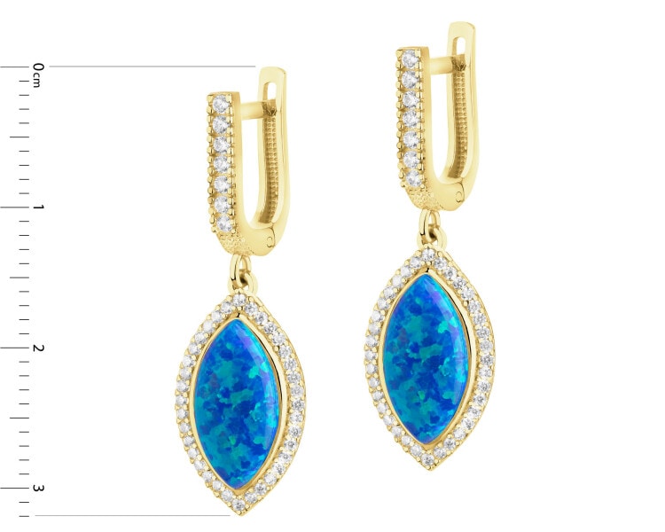 14 K Yellow Gold Dangling Earring with Opalite
