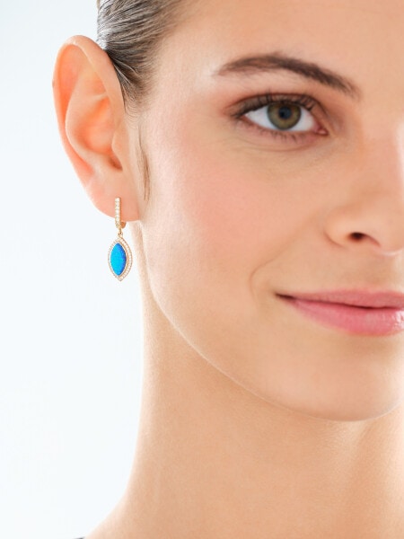 Złote kolczyki z opalitami i cyrkoniami