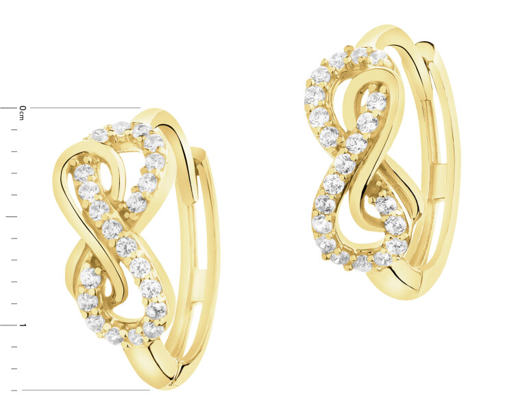 Złote kolczyki z cyrkoniami - koła, nieskończoności