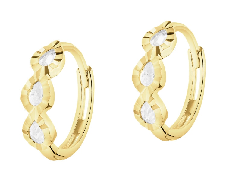 Złote kolczyki z cyrkoniami - koła