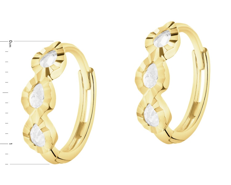 14 K Yellow Gold Hoop Earring with Cubic Zirconia