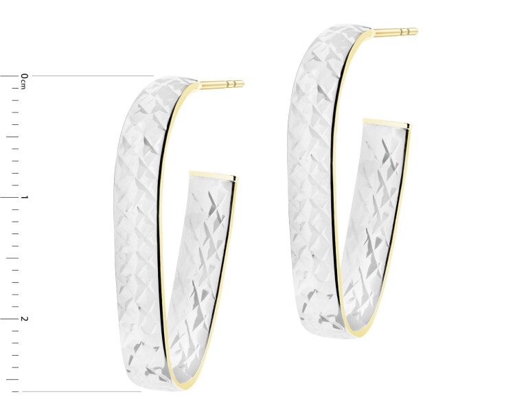 14 K Rhodium-Plated Yellow Gold Dangling Earring 