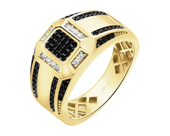 Złoty pierścionek z cyrkoniami - sygnet