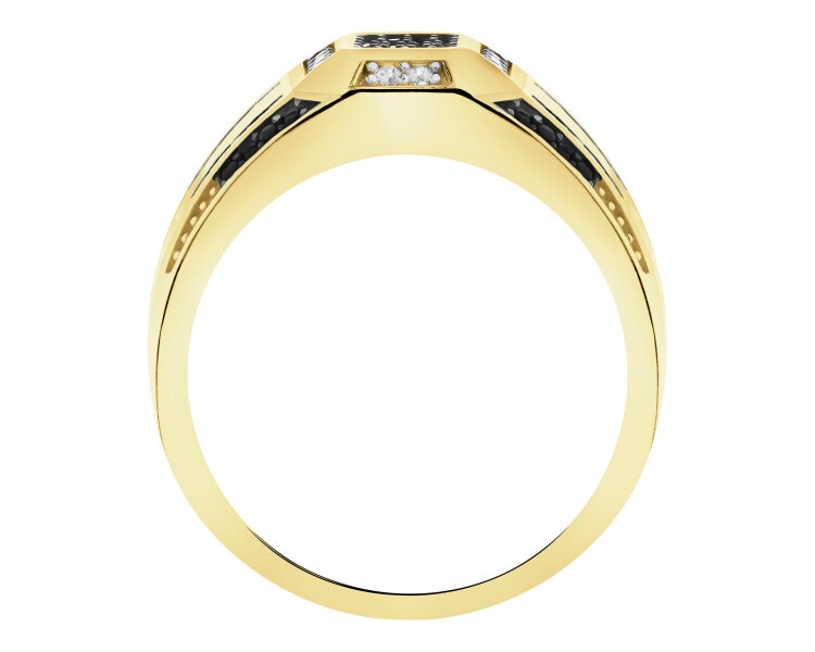 Złoty pierścionek z cyrkoniami - sygnet