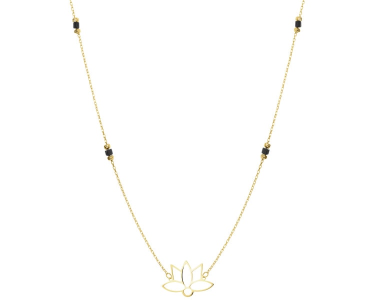 Złoty naszyjnik z cyrkoniami - kwiat lotosu