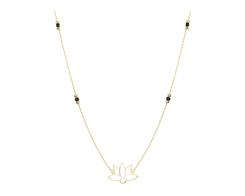 Złoty naszyjnik z cyrkoniami - kwiat lotosu