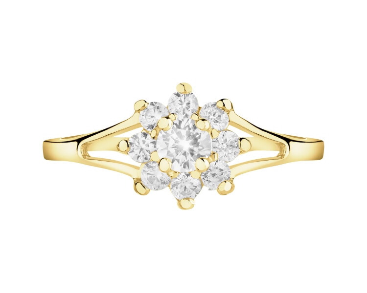 Złoty pierścionek z cyrkoniami