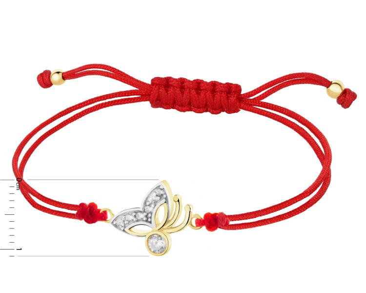 8 K Rhodium-Plated Yellow Gold Bracelet with Cubic Zirconia