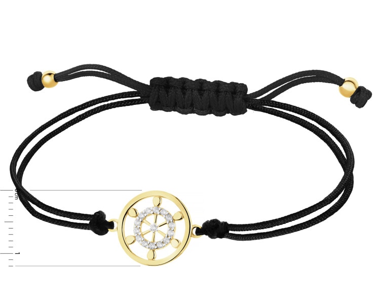 Náramek se zirkony a prvky ze žlutého zlata – kormidlo