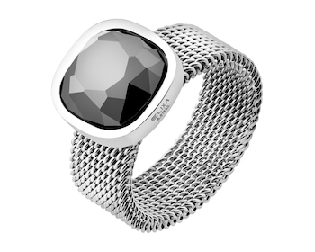 Pierścionek ze stali szlachetnej z hematytem