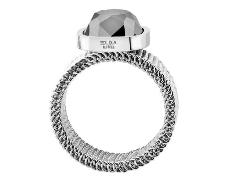 Prsten z ušlechtilé oceli s hematitem