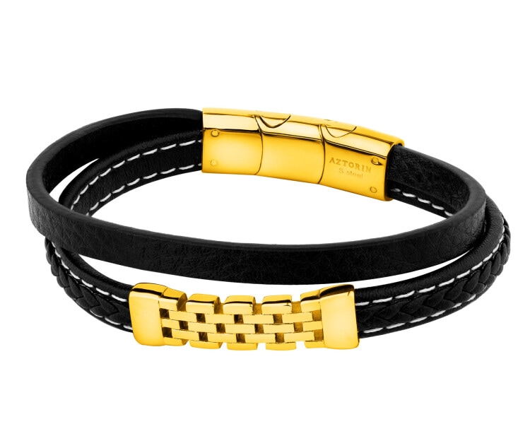 Bransoletka ze stali szlachetnej i skóry