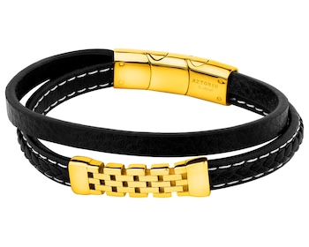Bransoletka ze stali szlachetnej i skóry
