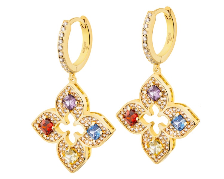 Pozlacené náušnice z mosazi se zirkony