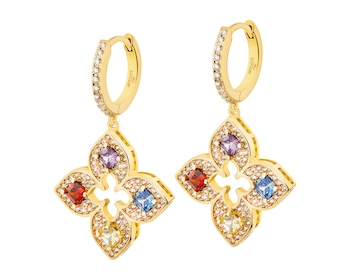 Kolczyki z mosiądzu pozłacane z cyrkoniami