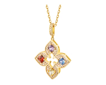 Naszyjnik z mosiądzu pozłacany z cyrkoniami