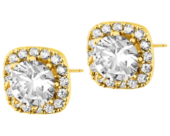 Kolczyki z mosiądzu pozłacane z cyrkoniami