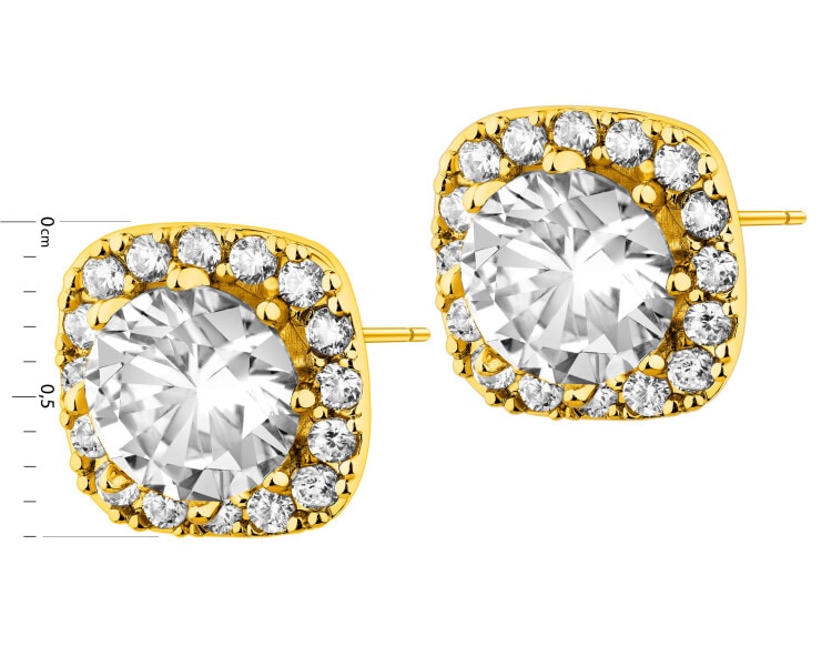 Gold-Plated Brass Earrings with Cubic Zirconia
