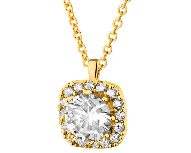 Naszyjnik z mosiądzu pozłacany z cyrkoniami