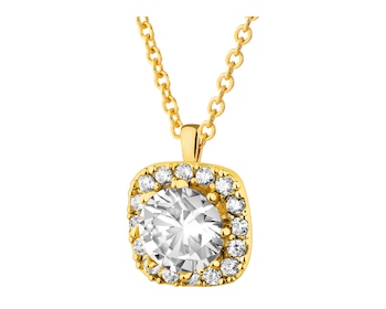 Naszyjnik z mosiądzu pozłacany z cyrkoniami